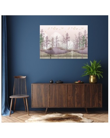 Modernes Wandbild - Vögel über dem Wald | Feeby