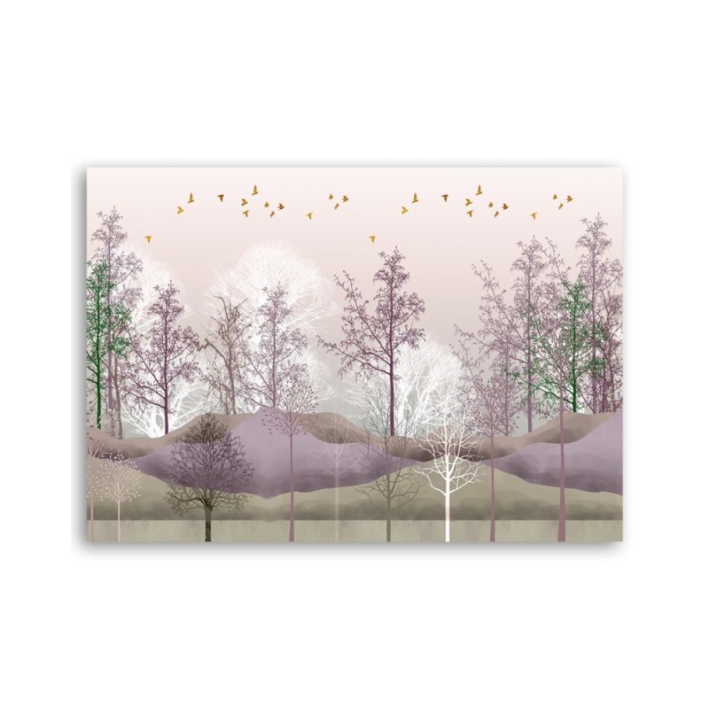 Modernes Wandbild - Vögel über dem Wald | Feeby