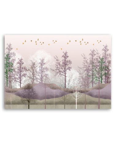 Modernes Wandbild - Vögel über dem Wald | Feeby