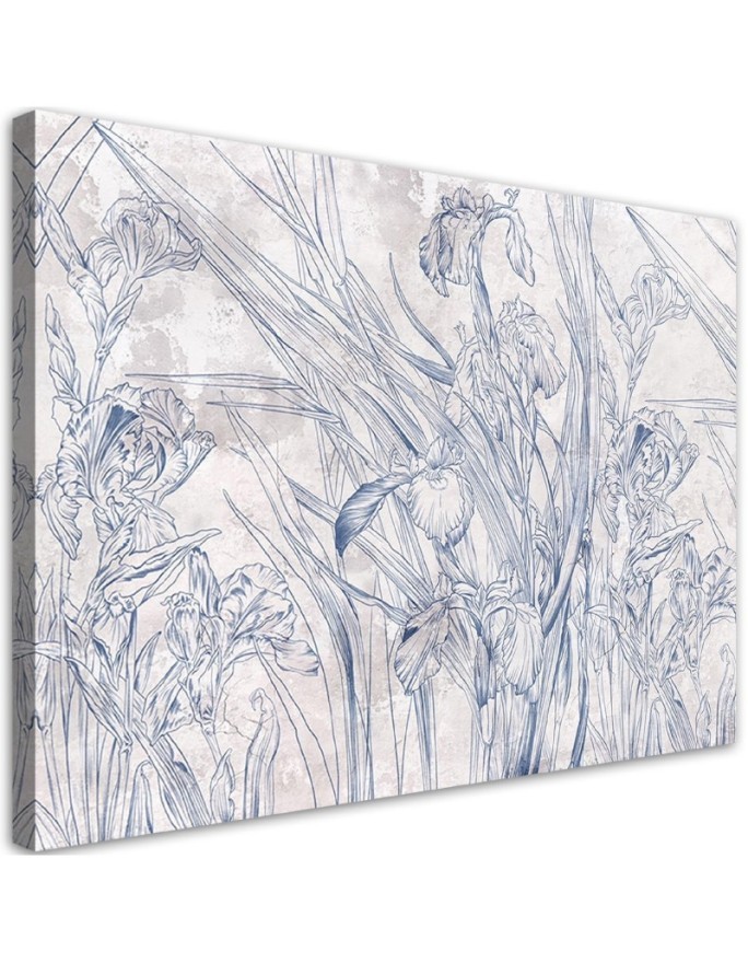 Dekoratives Leinwandbild - Irys Blumen Blau | Feeby