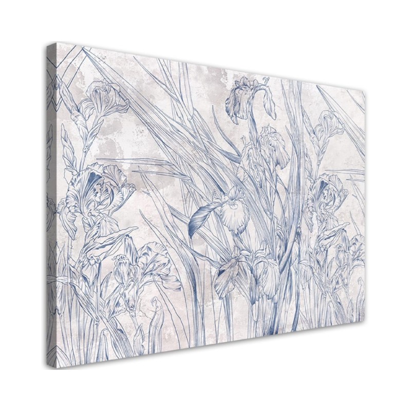 Dekoratives Leinwandbild - Irys Blumen Blau | Feeby