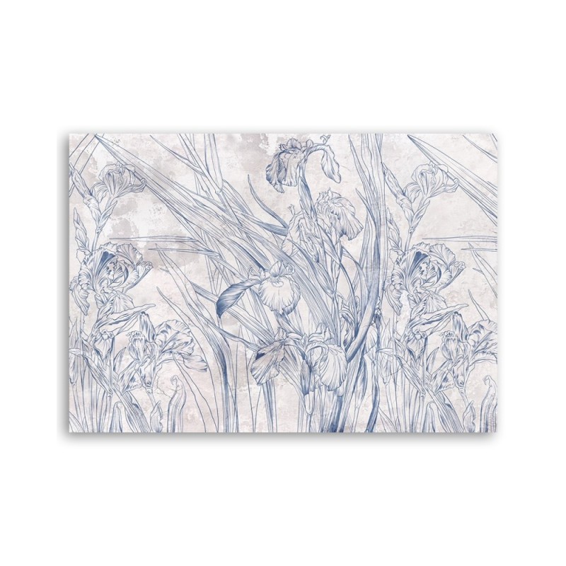 Dekoratives Leinwandbild - Irys Blumen Blau | Feeby