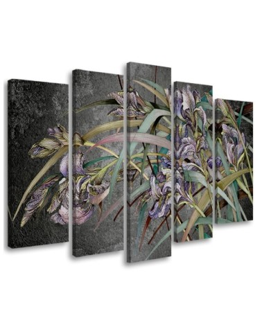 5-piece painting - Irises flowers in the wind | FEEBY