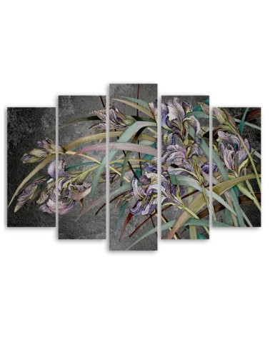 Modernes Wandbild - Iris Blumen im Wind | Feeby