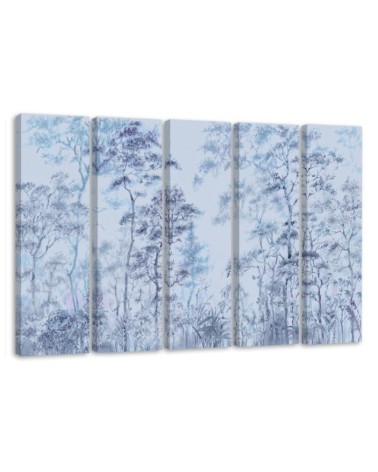 5-part painting - Tall thin trees | FEEBY