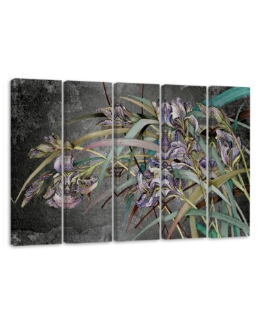 Wall painting for living room - Irises flowers in the wind | FEEBY