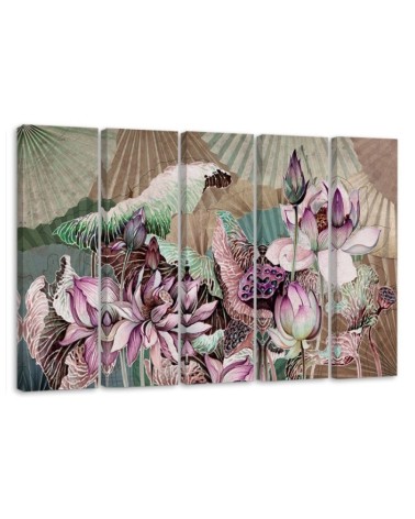 Modern painting for living room - Holy lotus and fans | FEEBY