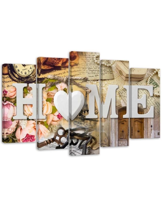 Leinwandbild - Home Herz Retro Aufschrift | Feeby