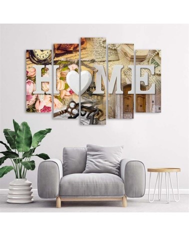 Leinwandbild - Home Herz Retro Aufschrift | Feeby