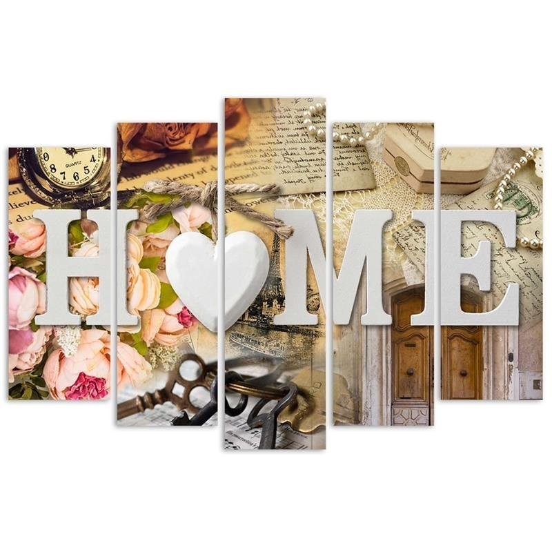 Leinwandbild - Home Herz Retro Aufschrift | Feeby