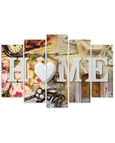 Leinwandbild - Home Herz Retro Aufschrift | Feeby