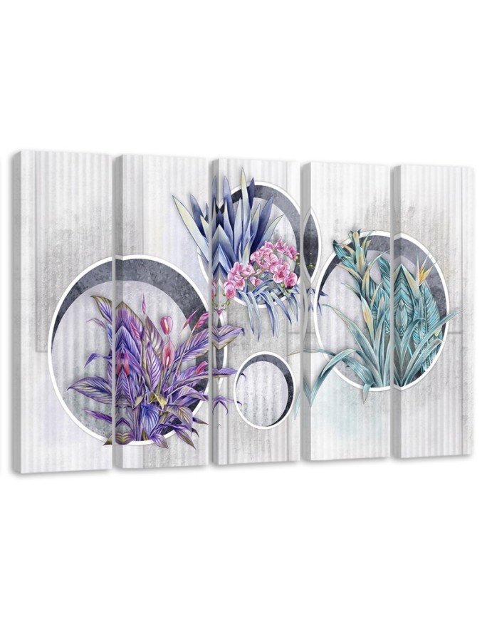 Dekoratives Leinwandbild - Quadratkisten Regale mit Blumen | Feeby