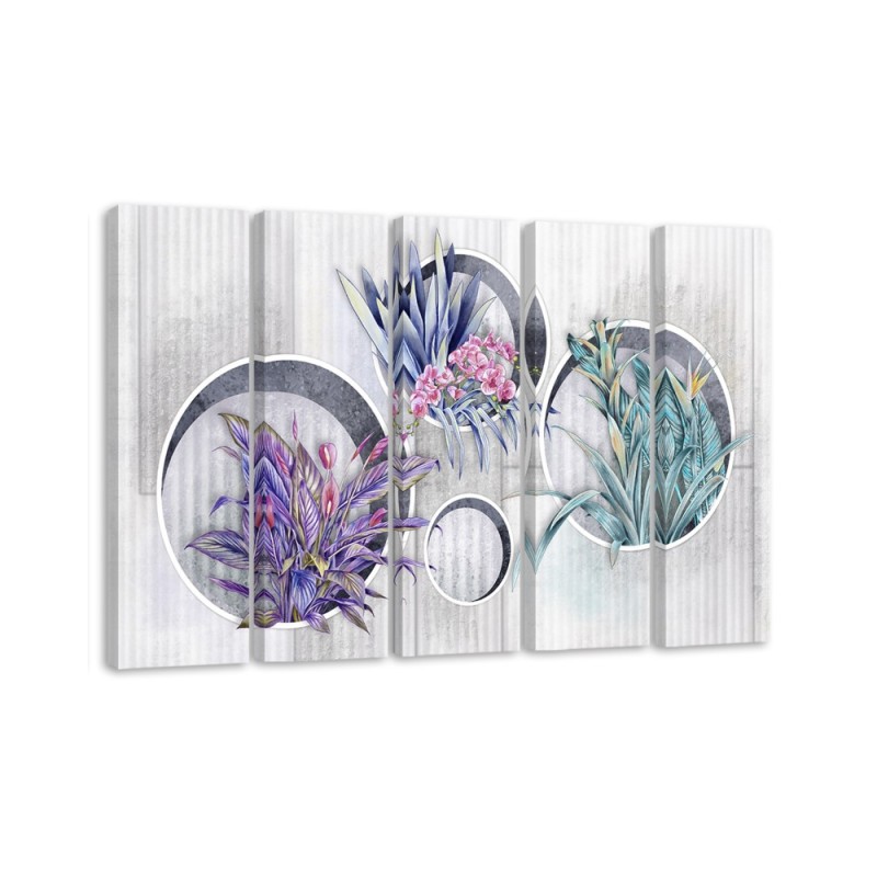 Dekoratives Leinwandbild - Quadratkisten Regale mit Blumen | Feeby