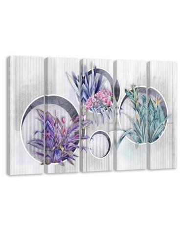 Dekoratives Leinwandbild - Quadratkisten Regale mit Blumen | Feeby