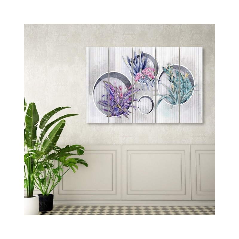 Dekoratives Leinwandbild - Quadratkisten Regale mit Blumen | Feeby