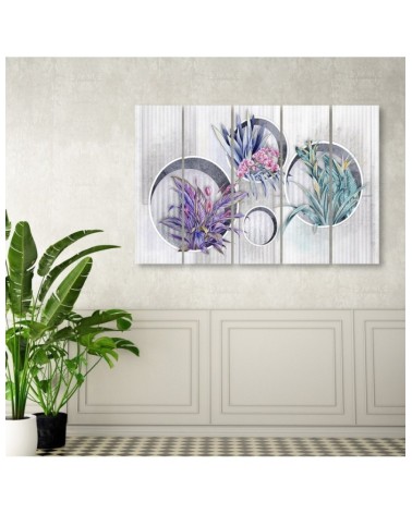 Dekoratives Leinwandbild - Quadratkisten Regale mit Blumen | Feeby