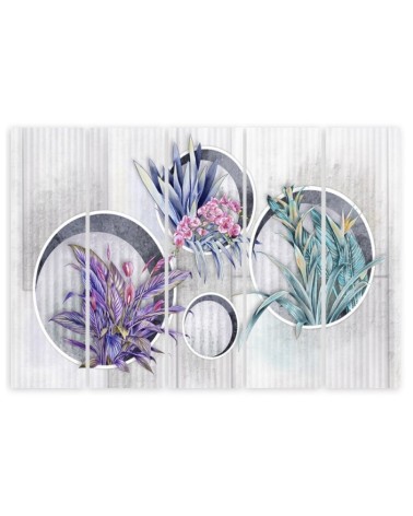 Dekoratives Leinwandbild - Quadratkisten Regale mit Blumen | Feeby