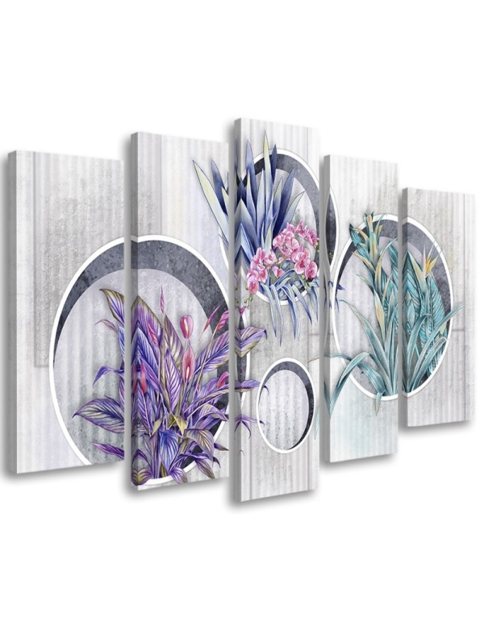 Leinwandbild - Quadratkisten Regale mit Blumen | Feeby