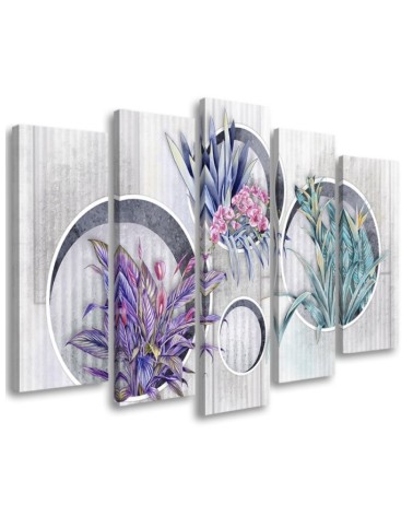 Leinwandbild - Quadratkisten Regale mit Blumen | Feeby