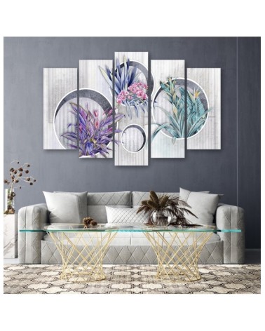 Leinwandbild - Quadratkisten Regale mit Blumen | Feeby