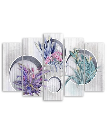 Leinwandbild - Quadratkisten Regale mit Blumen | Feeby