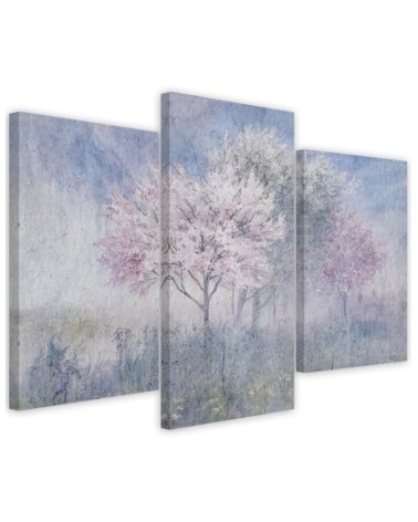Wall painting - Flowering tree in a meadow old faded | FEEBY
