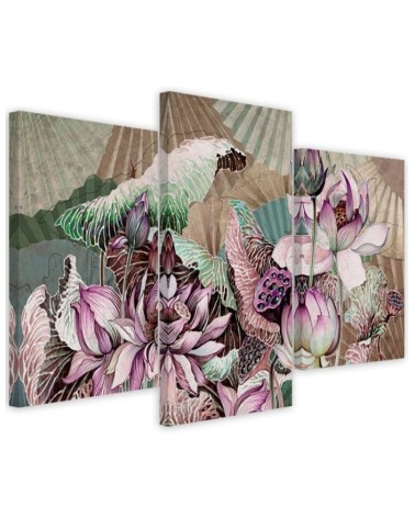 Modern painting for living room - Holy lotus and fans | FEEBY