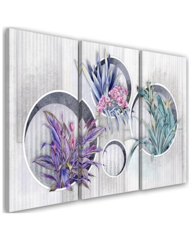 Square boxes shelves with flowers - Canvas print for living room canvas | FEEBY