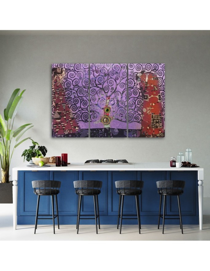 3 Piece Reproductions of paintings - Violet tree of life abstract | FEEBY