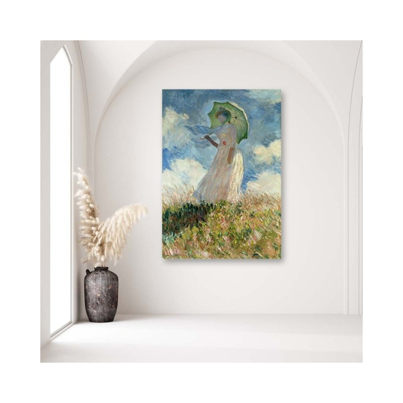 Bild - Frau mit Regenschirm nach links gewandt - C. Monet | Feeby