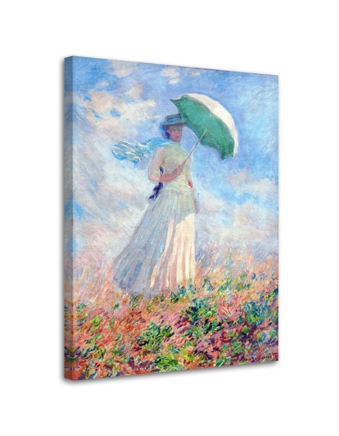 Bild - Frau mit Regenschirm nach rechts gewandt - C. Monet | Feeby
