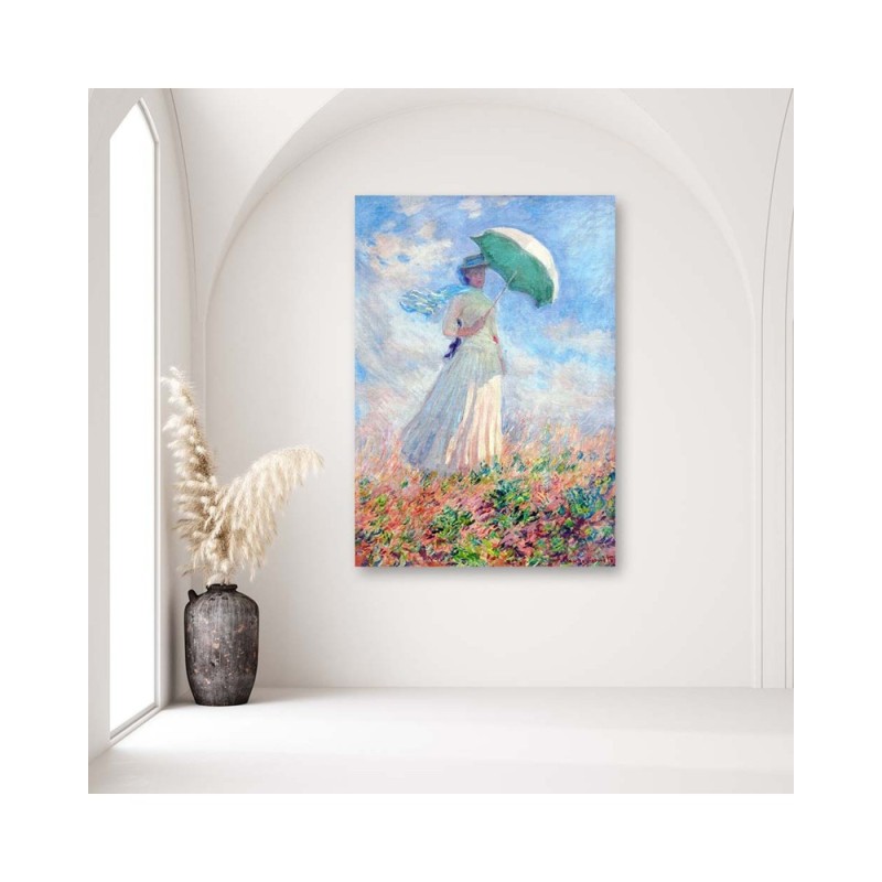 Bild - Frau mit Regenschirm nach rechts gewandt - C. Monet | Feeby