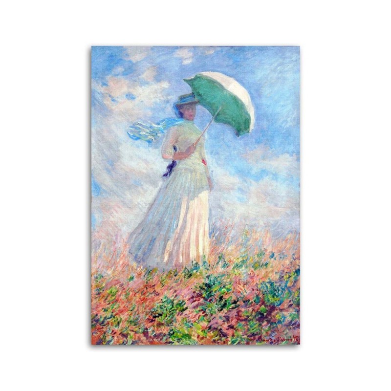 Bild - Frau mit Regenschirm nach rechts gewandt - C. Monet | Feeby