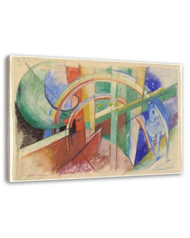 Bild - Blaues Pferd und Regenbogen - F. Marc Reproduktion | Feeby