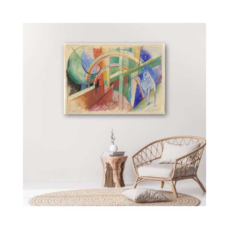 Bild - Blaues Pferd und Regenbogen - F. Marc Reproduktion | Feeby