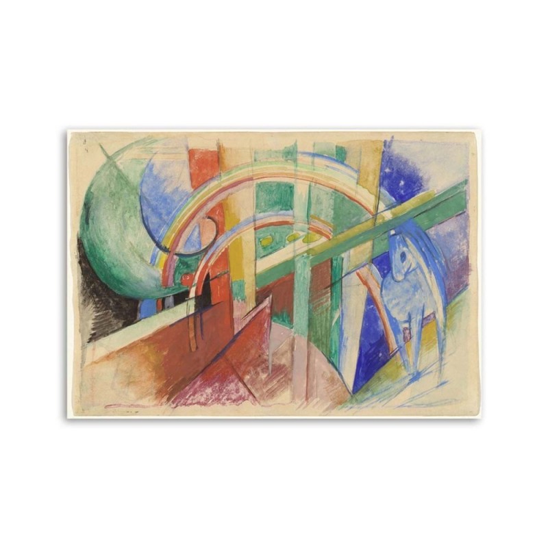 Bild - Blaues Pferd und Regenbogen - F. Marc Reproduktion | Feeby