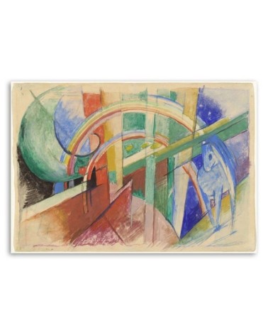 Bild - Blaues Pferd und Regenbogen - F. Marc Reproduktion | Feeby