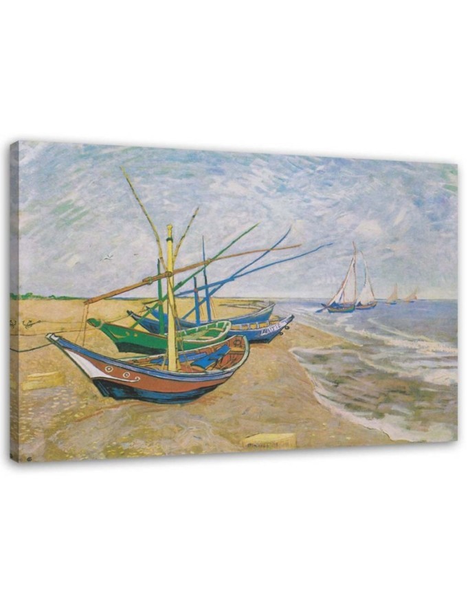 Fishing boats on the beach at Saintes-Maries-de-la-Mer V. van Gogh - Reproductions of paintings | FEEBY
