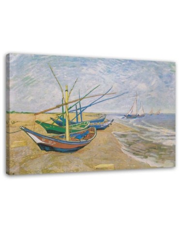 Łodzie rybackie na plaży w Saintes-Maries-de-la-Mer V. van Gogh - Reprodukcje obrazów | FEEBY