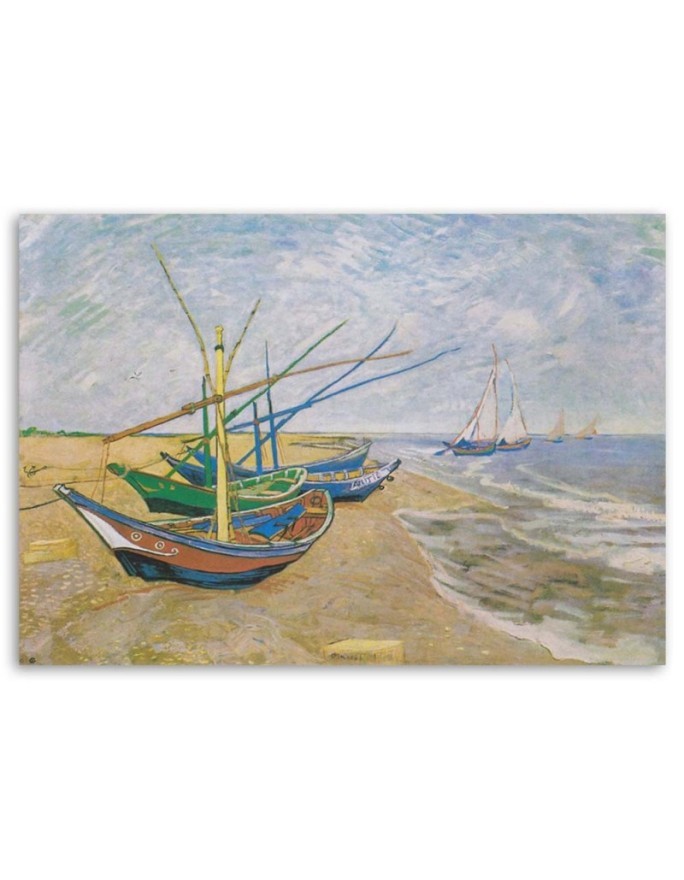 Łodzie rybackie na plaży w Saintes-Maries-de-la-Mer V. van Gogh - Reprodukcje obrazów | FEEBY