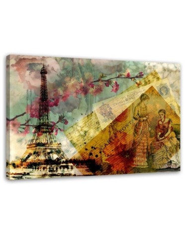 Vintage style Canvas painting - Postcard from Paris. High quality  | FEEBY