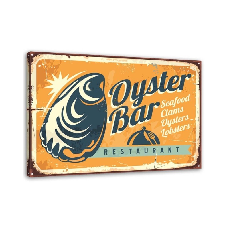 Leinwandbild - Retro-Austern-Schild | Feeby