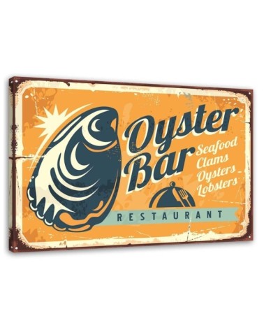 Leinwandbild - Retro-Austern-Schild | Feeby