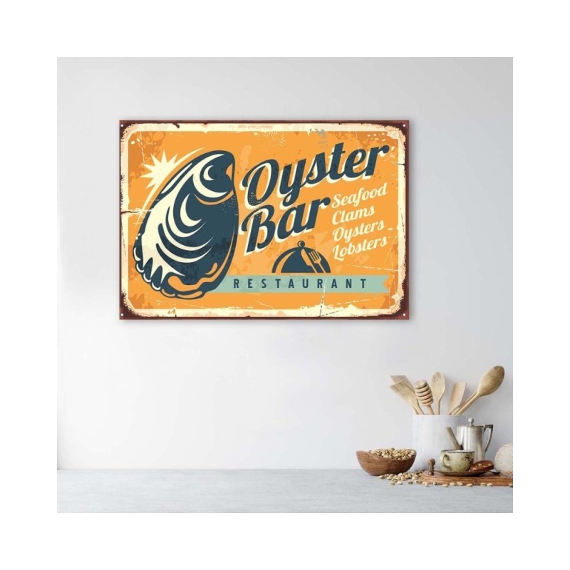 Leinwandbild - Retro-Austern-Schild | Feeby