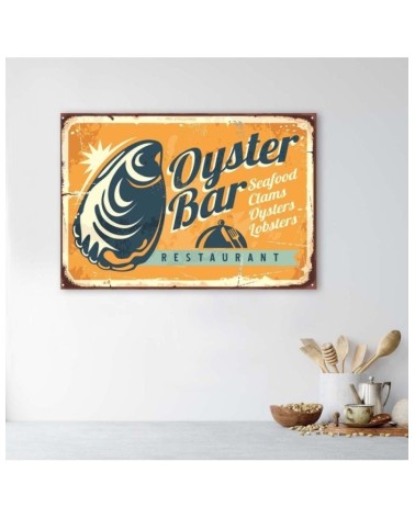Leinwandbild - Retro-Austern-Schild | Feeby