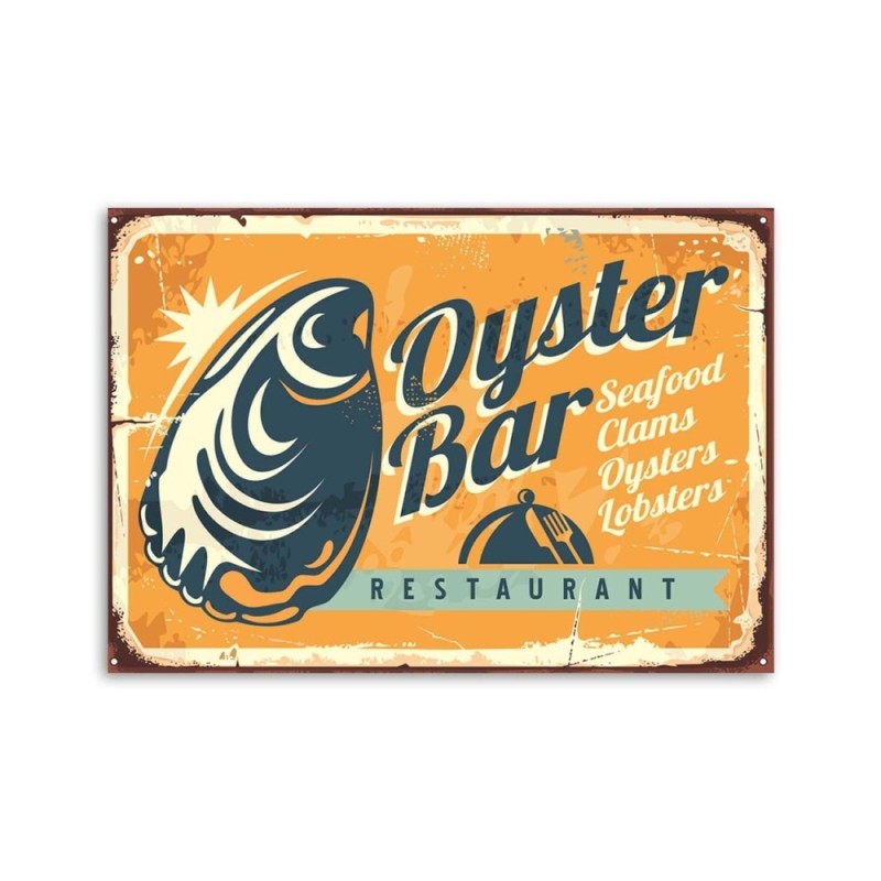 Leinwandbild - Retro-Austern-Schild | Feeby