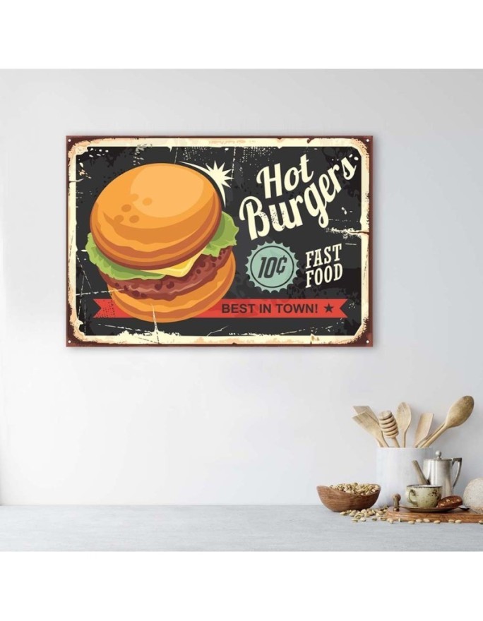 Obrazy do kuchni - Szyld retro burger | FEEBY