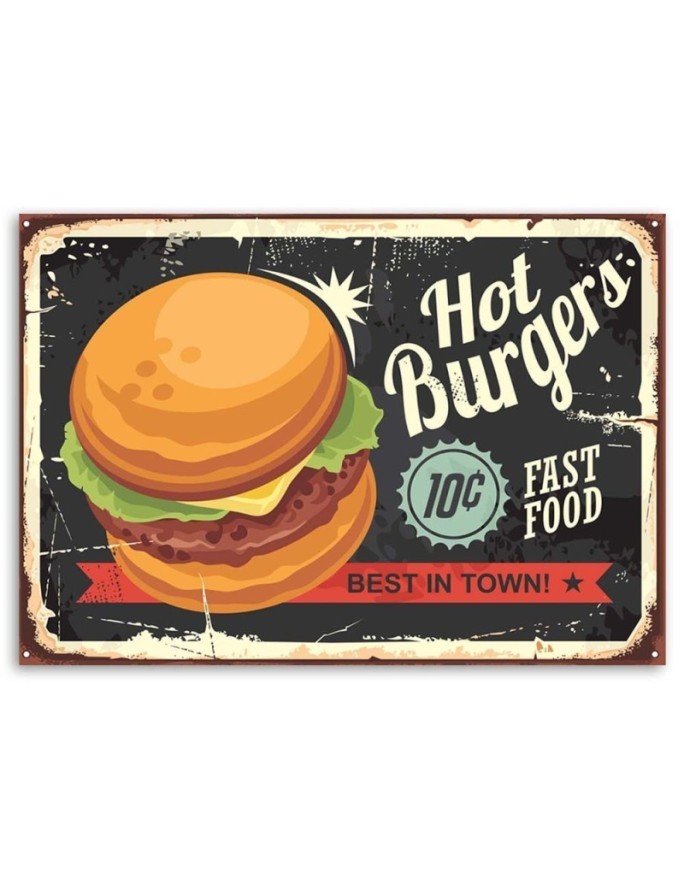 Obrazy do kuchni - Szyld retro burger | FEEBY