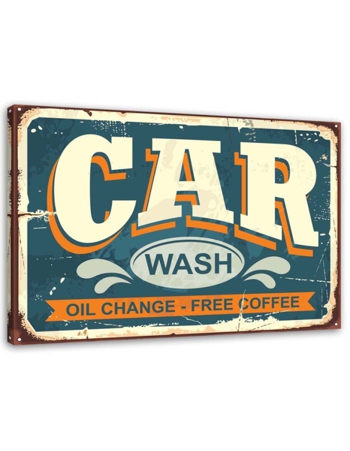 Leinwandbild - Retro-Schild an der Autowaschanlage | Feeby