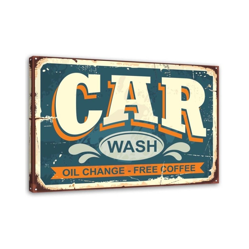 Leinwandbild - Retro-Schild an der Autowaschanlage | Feeby